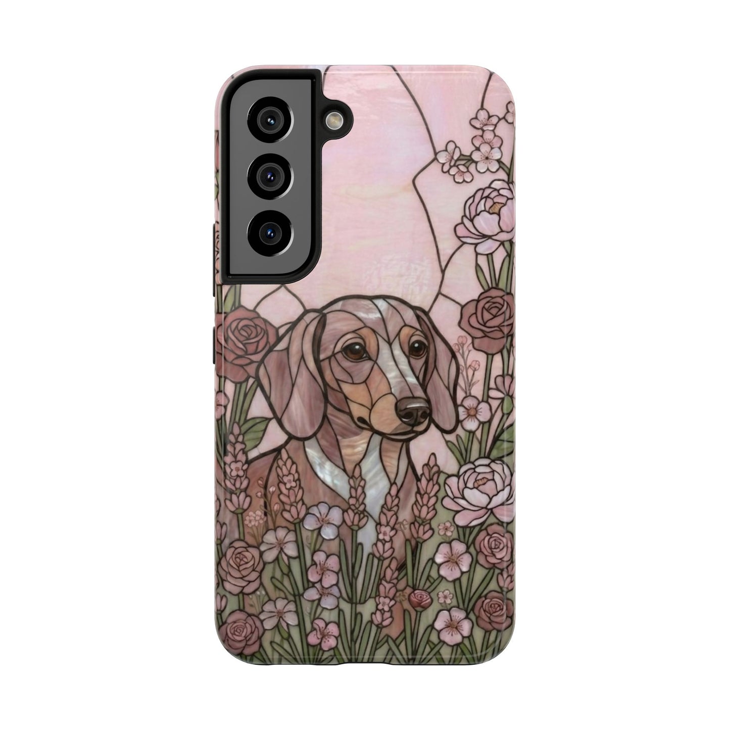 Dachshund Stained Glass Style Tough Case — Rose Garden Theme