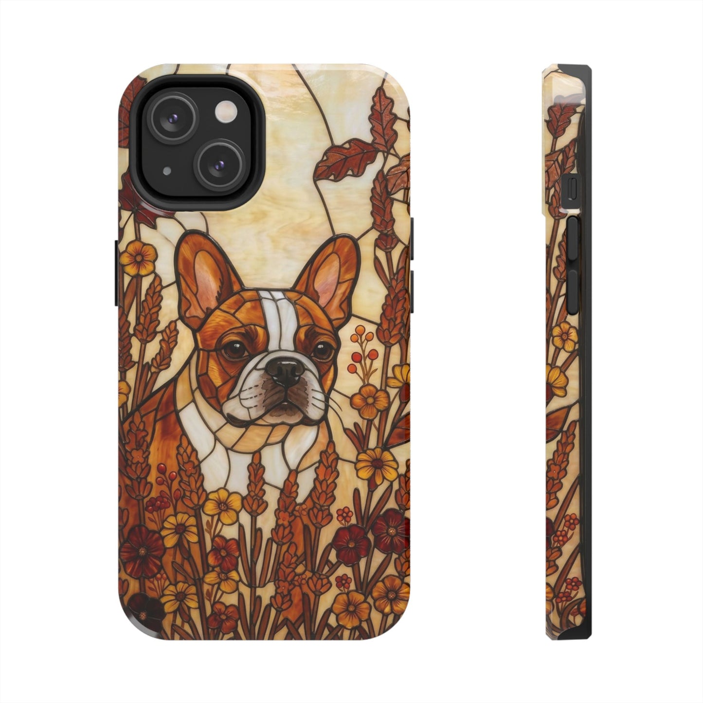 Frenchie Stained Glass Style Tough Case — Autumn Warmth Theme