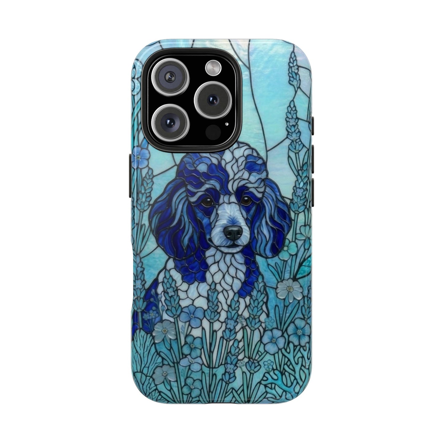 Toy Poodle Stained Glass Style Tough Case — Ocean Blue Theme