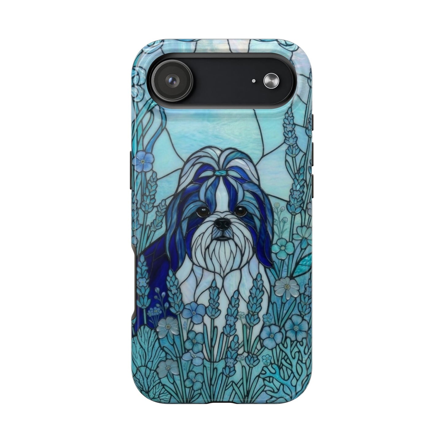 Shih Tzu Stained Glass Style Tough Case — Ocean Blue Theme