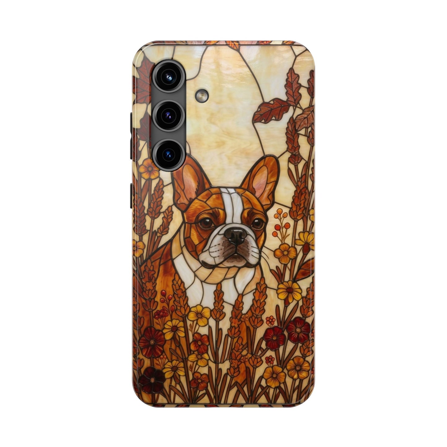 Frenchie Stained Glass Style Tough Case — Autumn Warmth Theme