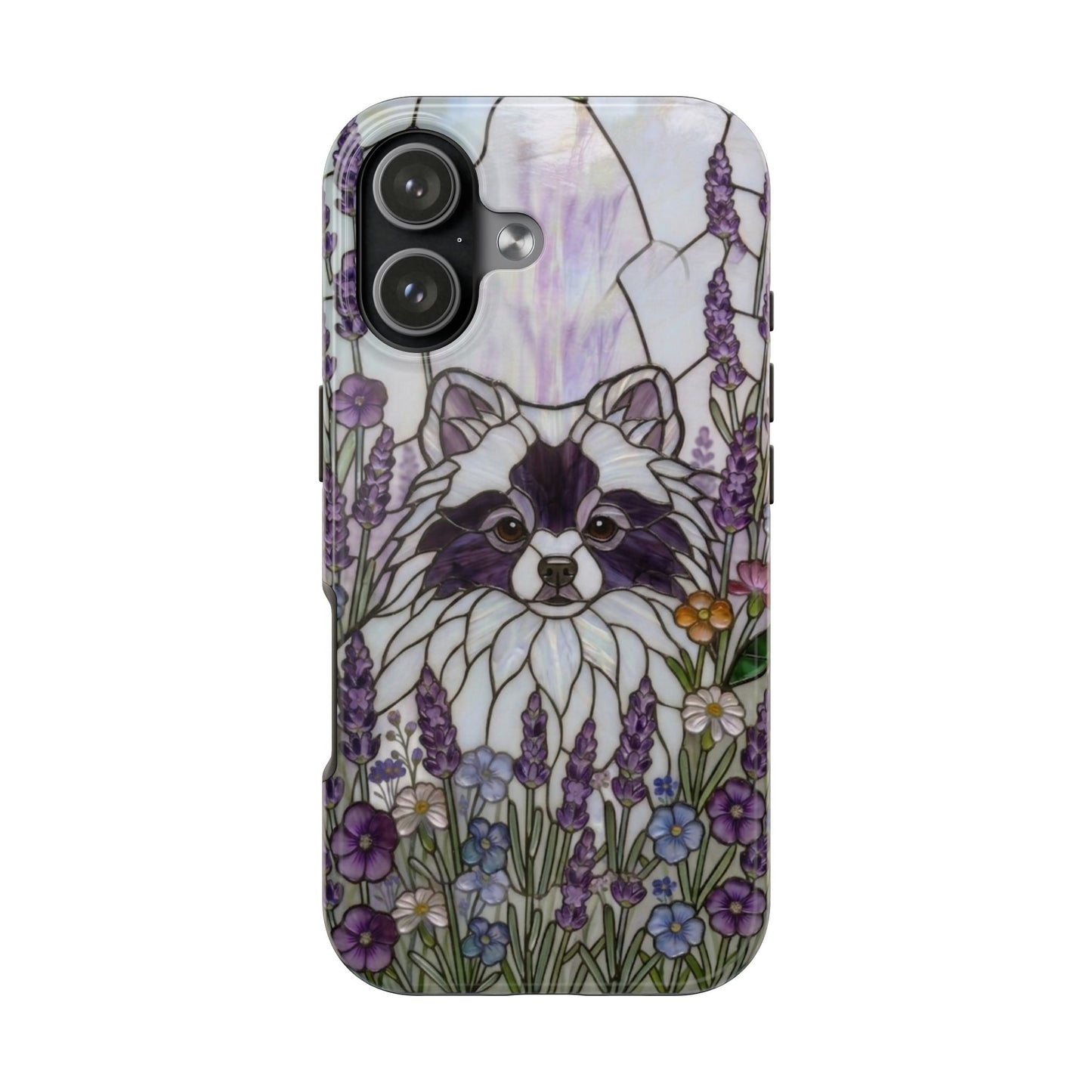 Pomeranian Stained Glass Style Tough Case — Lavender Floral Theme