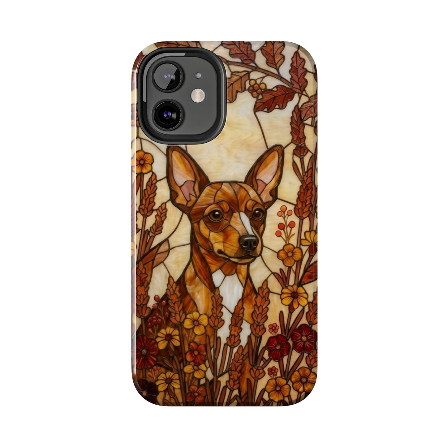 Mini Pinscher Stained Glass Style Tough Case — Autumn Warmth Theme