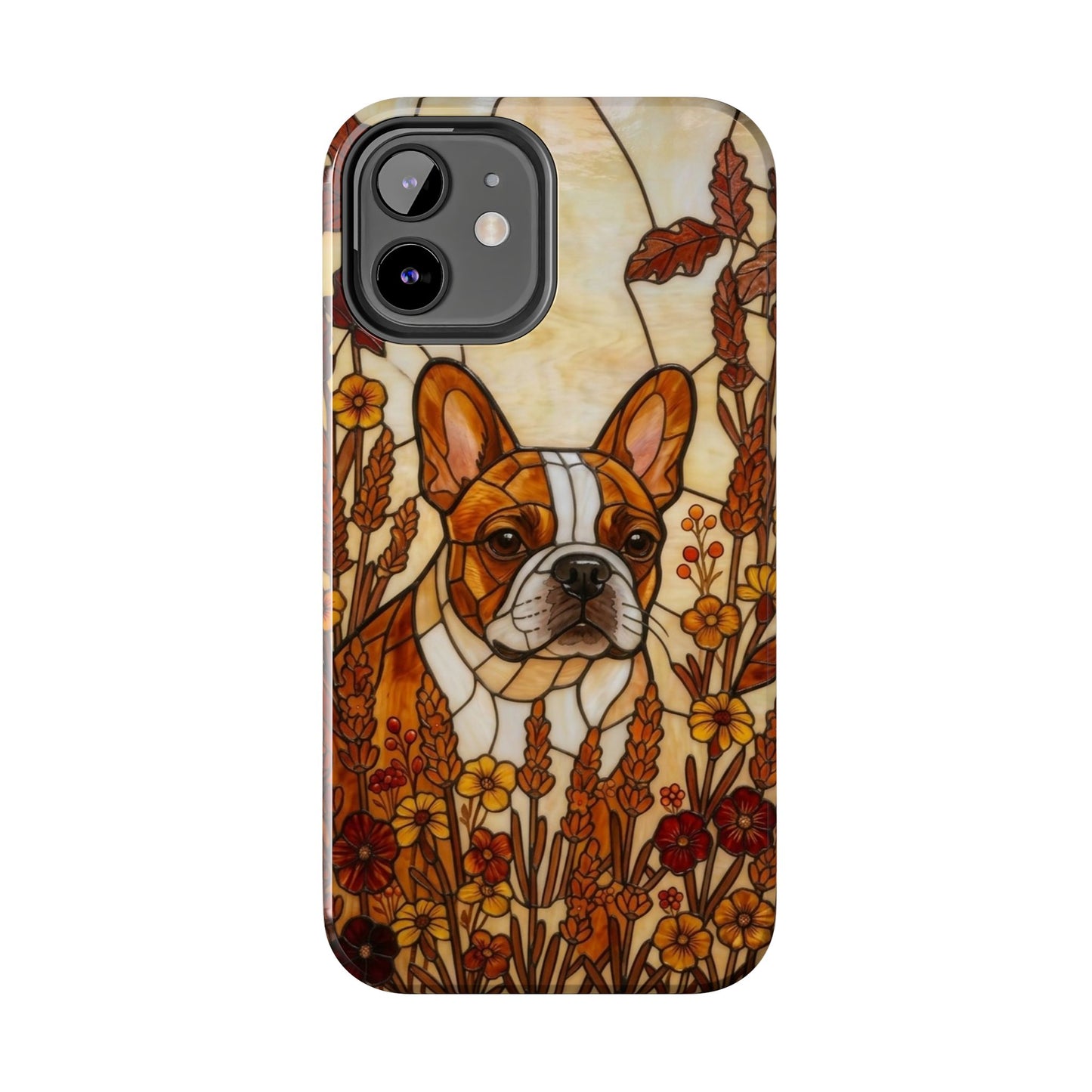 Frenchie Stained Glass Style Tough Case — Autumn Warmth Theme