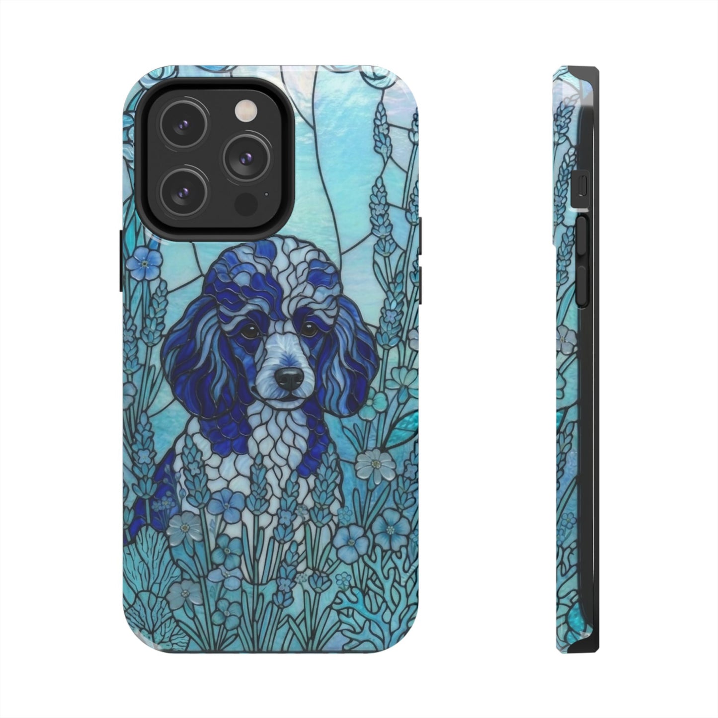 Toy Poodle Stained Glass Style Tough Case — Ocean Blue Theme