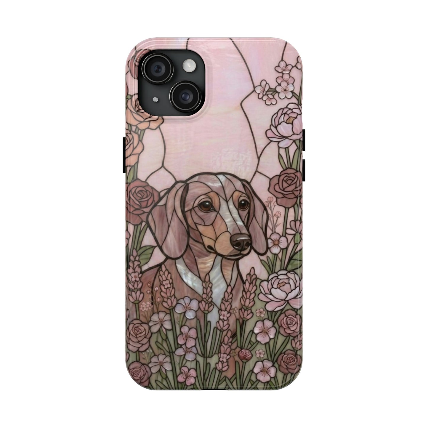 Dachshund Stained Glass Style Tough Case — Rose Garden Theme