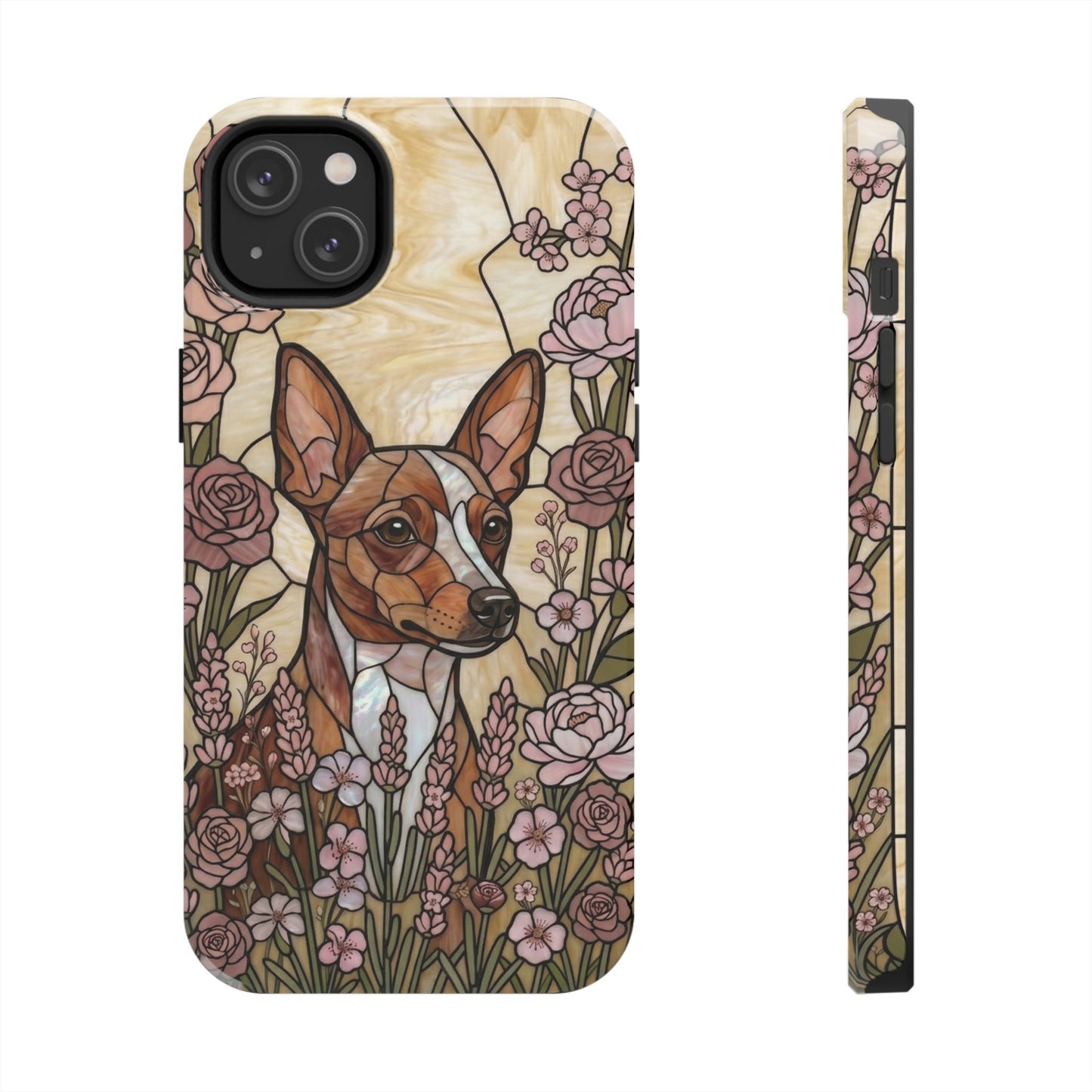 Mini Pinscher Stained Glass Style Tough Case — Rose Garden Theme