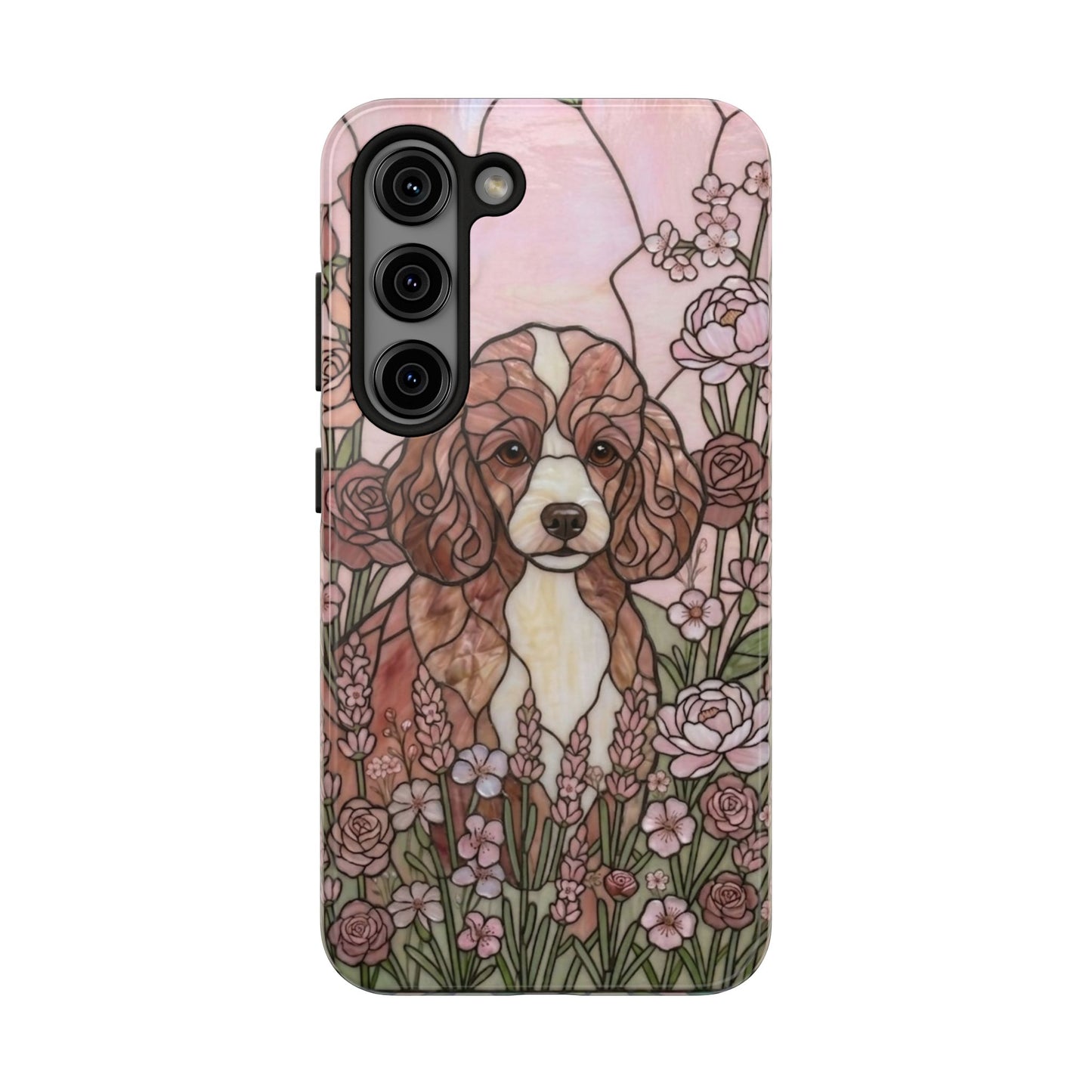 Toy Poodle Stained Glass Style Tough Case — Rose Garden Theme