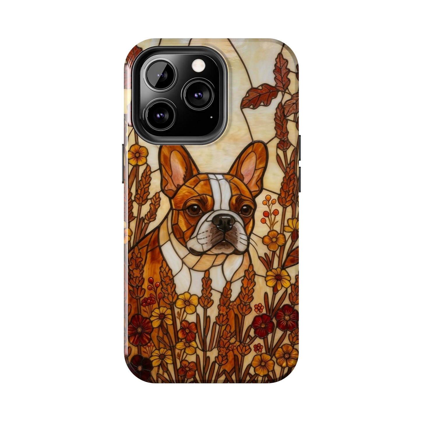 Frenchie Stained Glass Style Tough Case — Autumn Warmth Theme