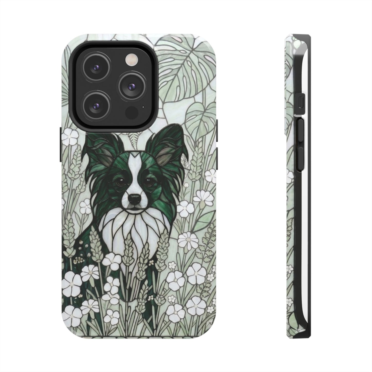 Papillon Stained Glass Style Tough Case — Botanical Green Theme