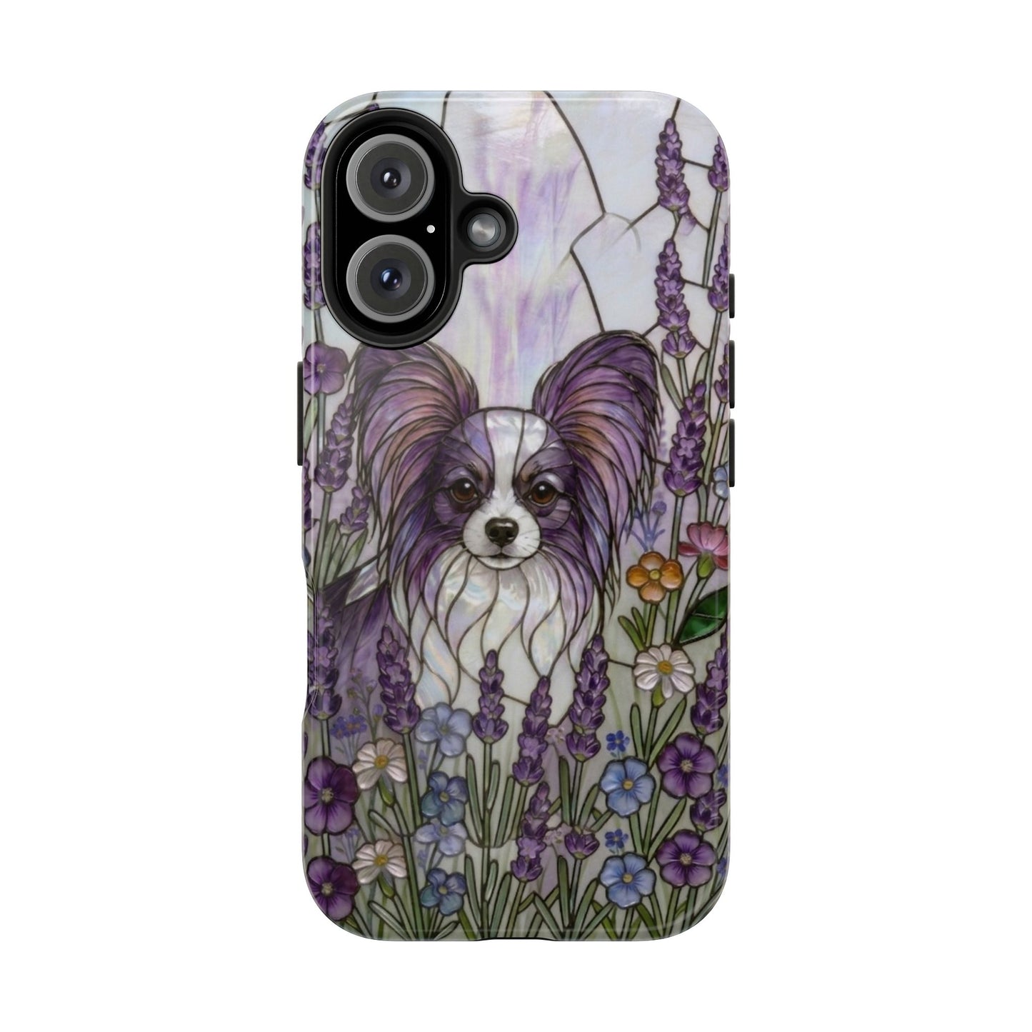 Papillon Stained Glass Style Tough Case — Lavender Floral Theme