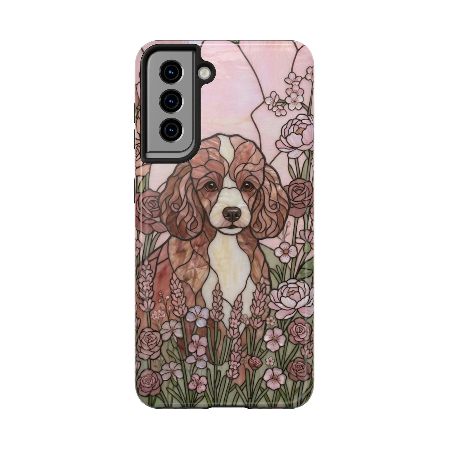 Toy Poodle Stained Glass Style Tough Case — Rose Garden Theme