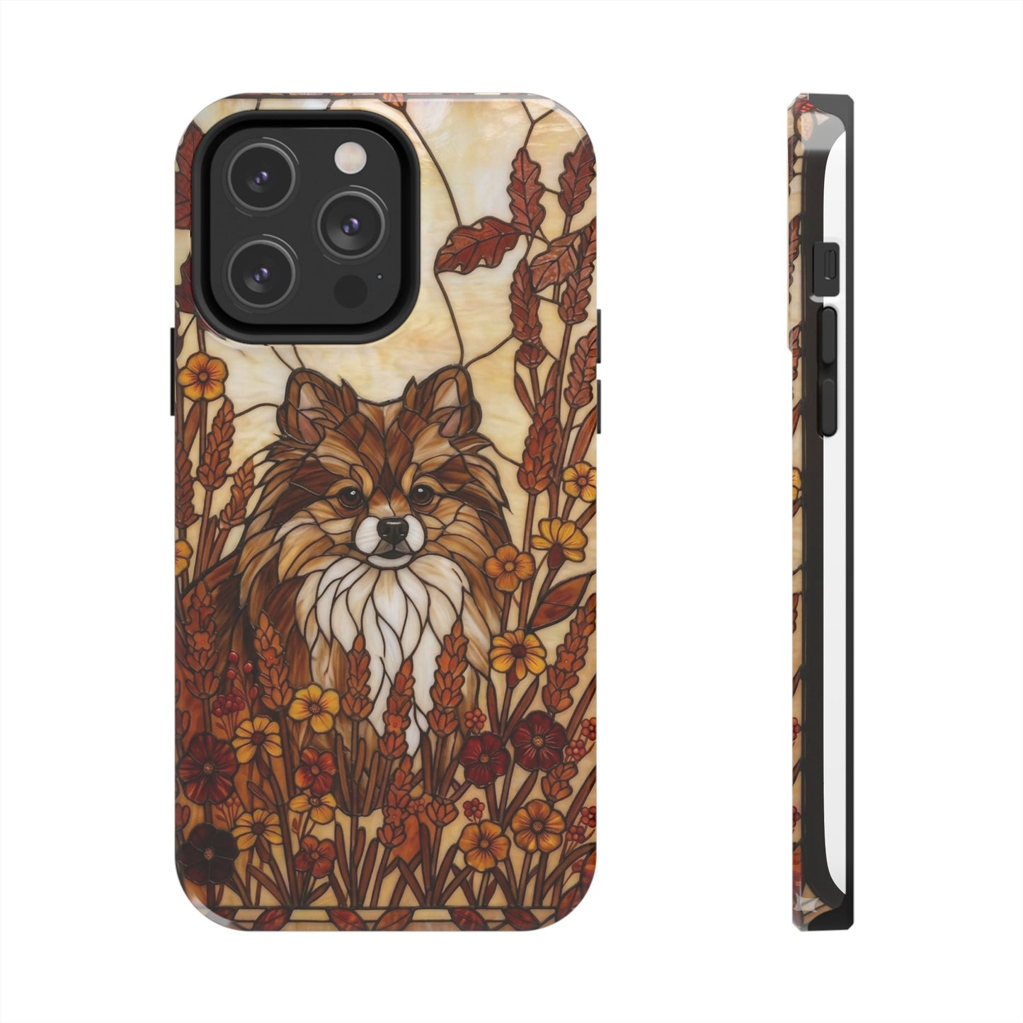 Pomeranian Stained Glass Style Tough Case — Autumn Warmth Theme