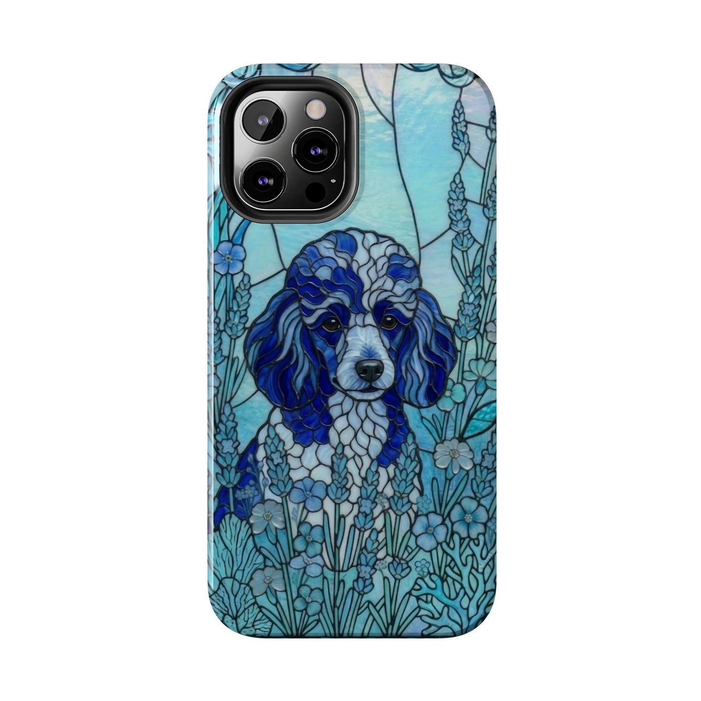 Toy Poodle Stained Glass Style Tough Case — Ocean Blue Theme