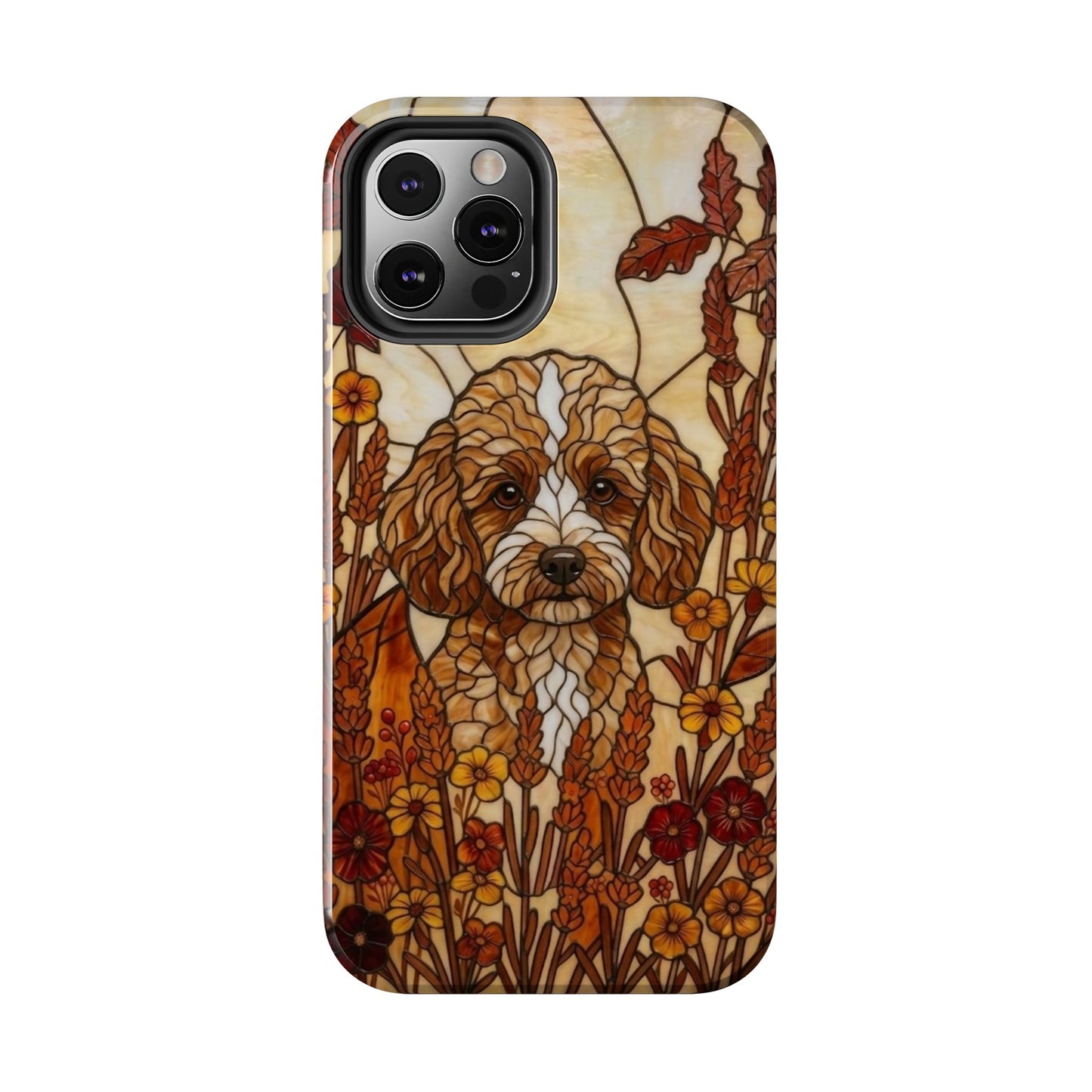 Toy Poodle Stained Glass Style Tough Case — Autumn Warmth Theme