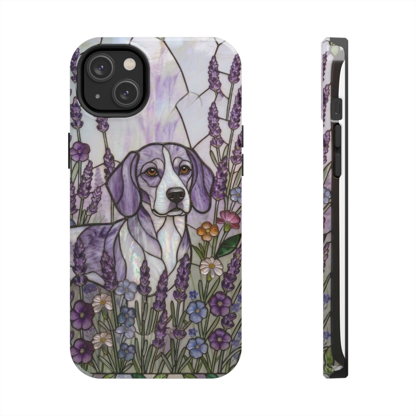 Beagle Stained Glass Style Tough Case — Lavender Floral Theme