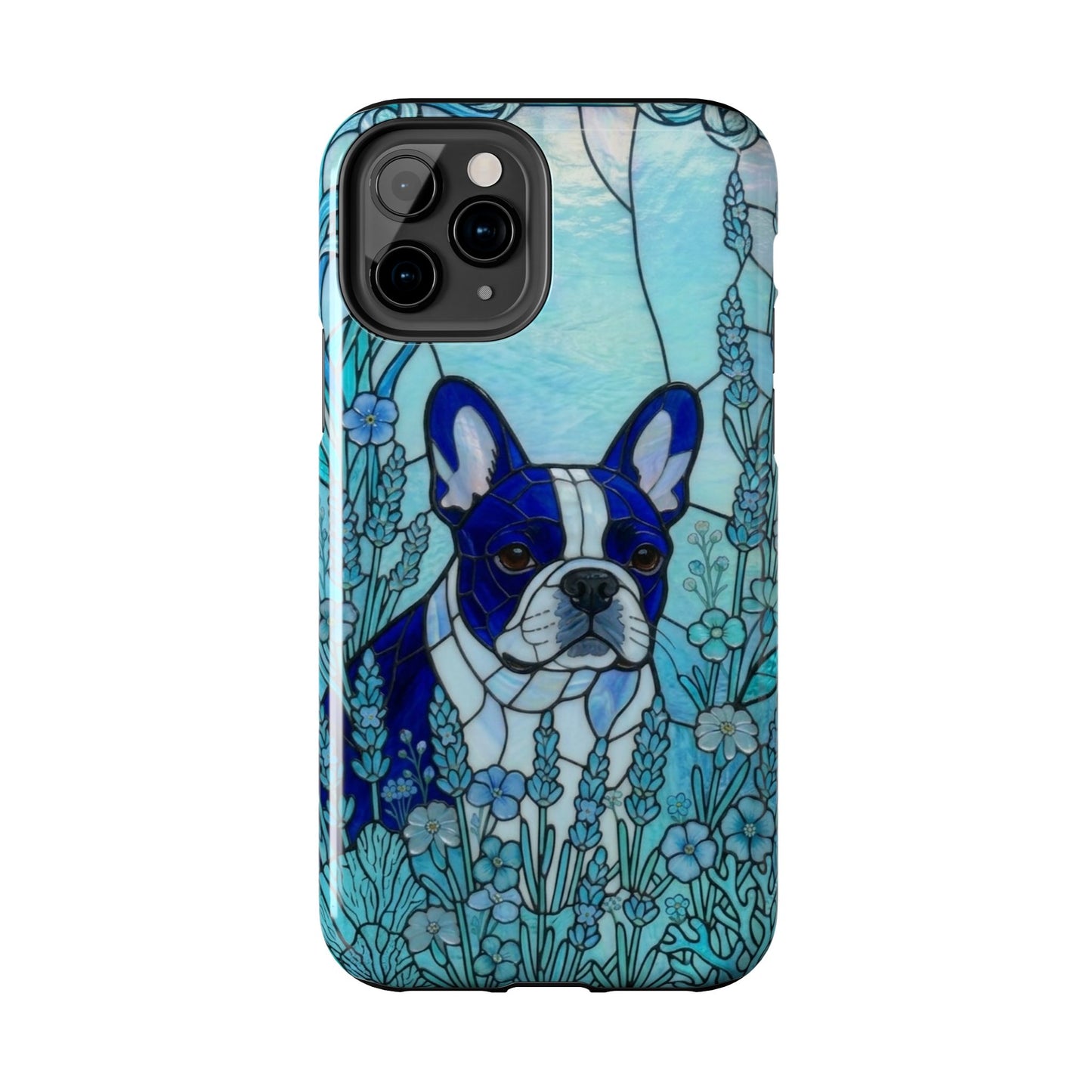 Frenchie Stained Glass Style Tough Case — Ocean Theme