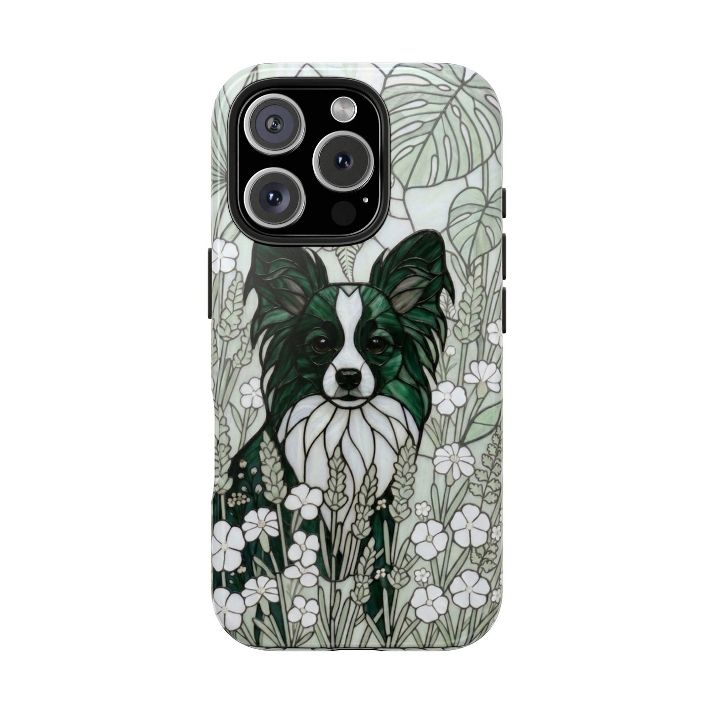 Papillon Stained Glass Style Tough Case — Botanical Green Theme