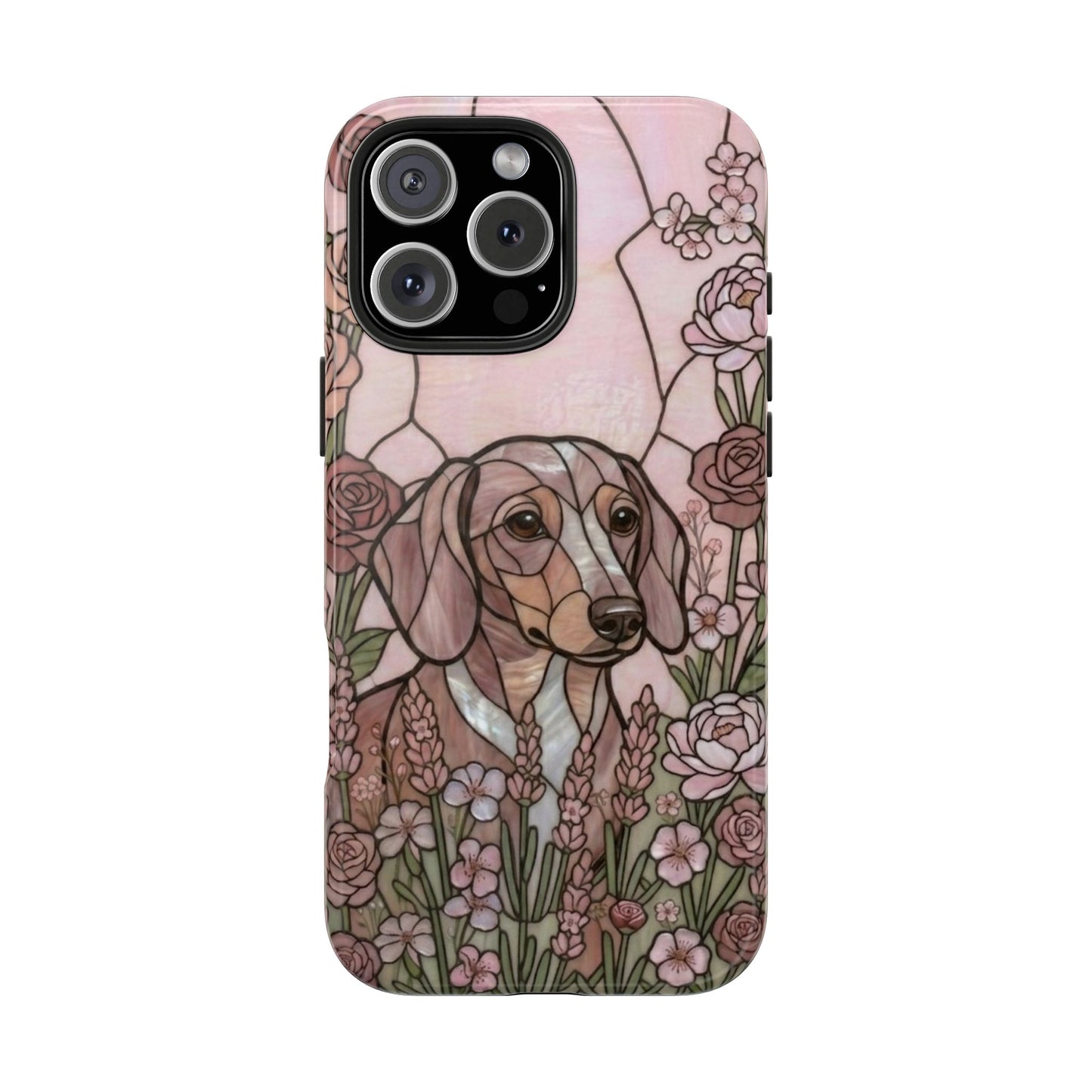 Dachshund Stained Glass Style Tough Case — Rose Garden Theme