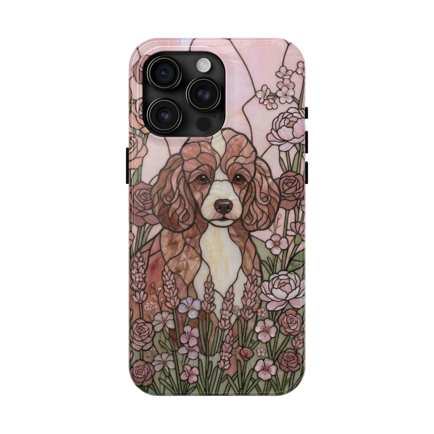 Toy Poodle Stained Glass Style Tough Case — Rose Garden Theme