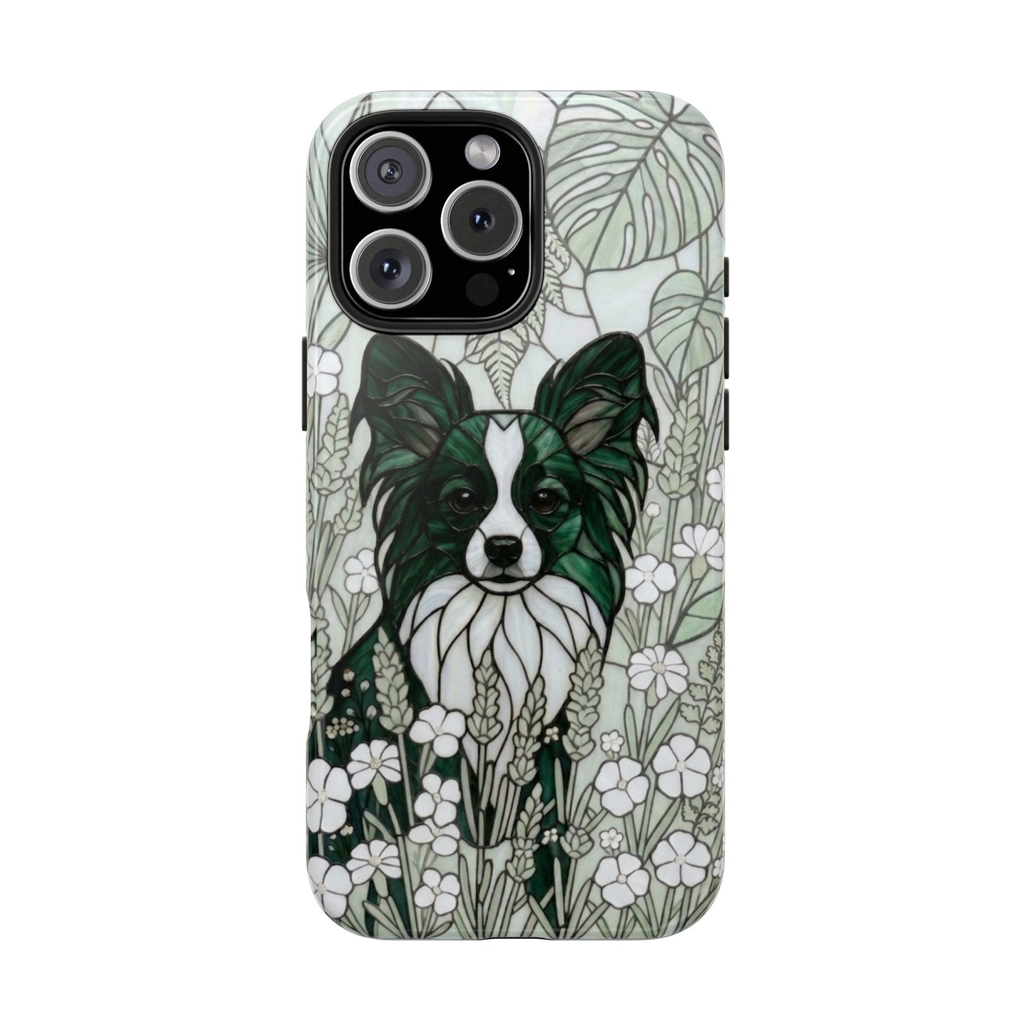 Papillon Stained Glass Style Tough Case — Botanical Green Theme