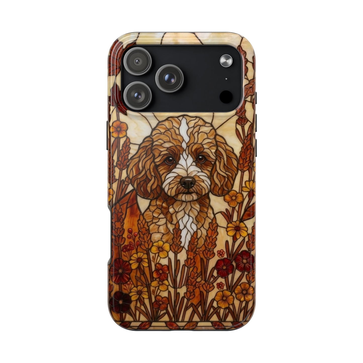 Toy Poodle Stained Glass Style Tough Case — Autumn Warmth Theme
