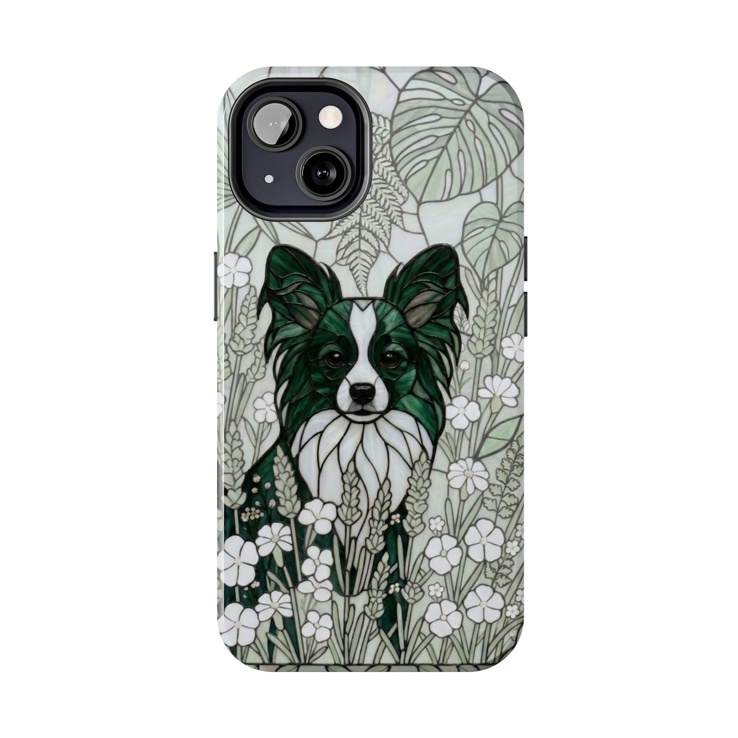 Papillon Stained Glass Style Tough Case — Botanical Green Theme