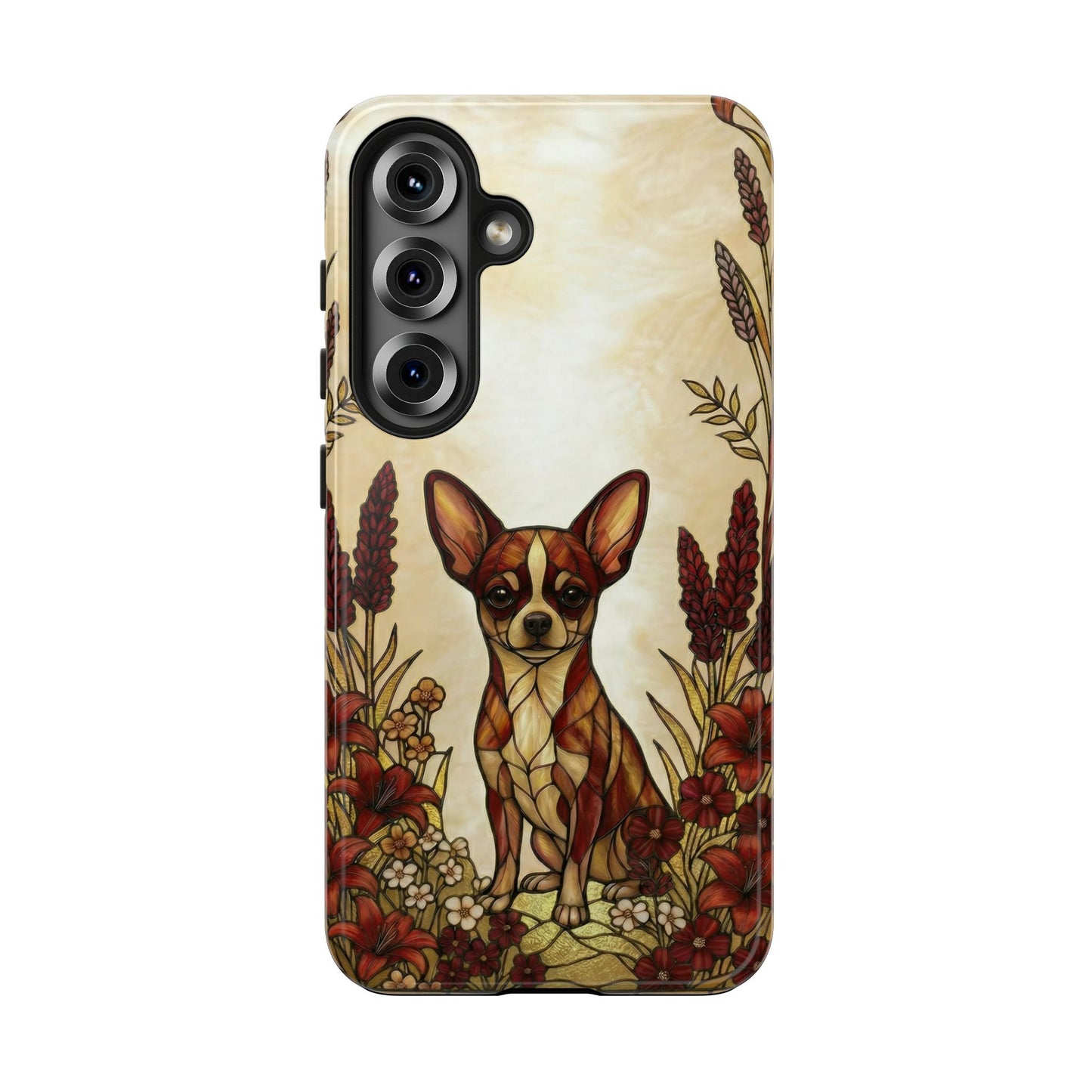 Chihuahua Stained Glass Style Tough Case — Fire & Gold Theme