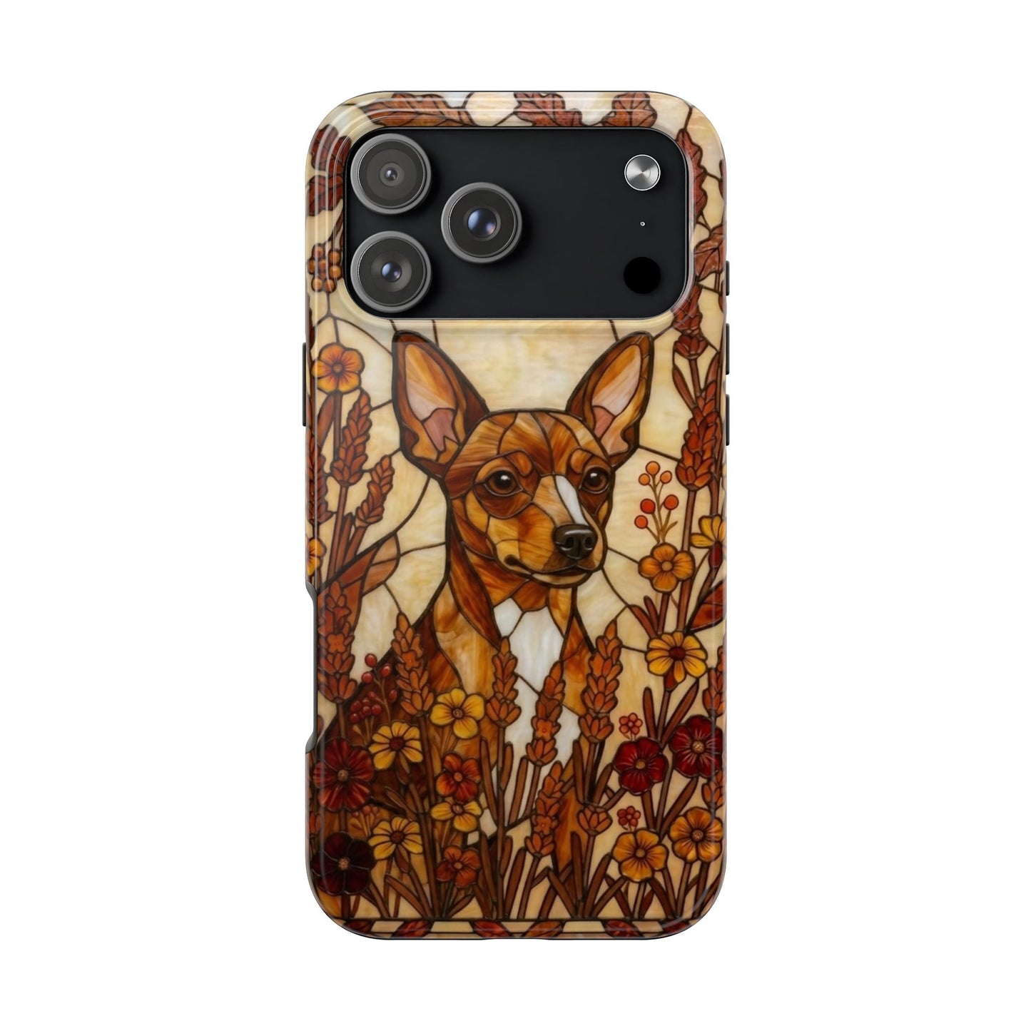 Mini Pinscher Stained Glass Style Tough Case — Autumn Warmth Theme