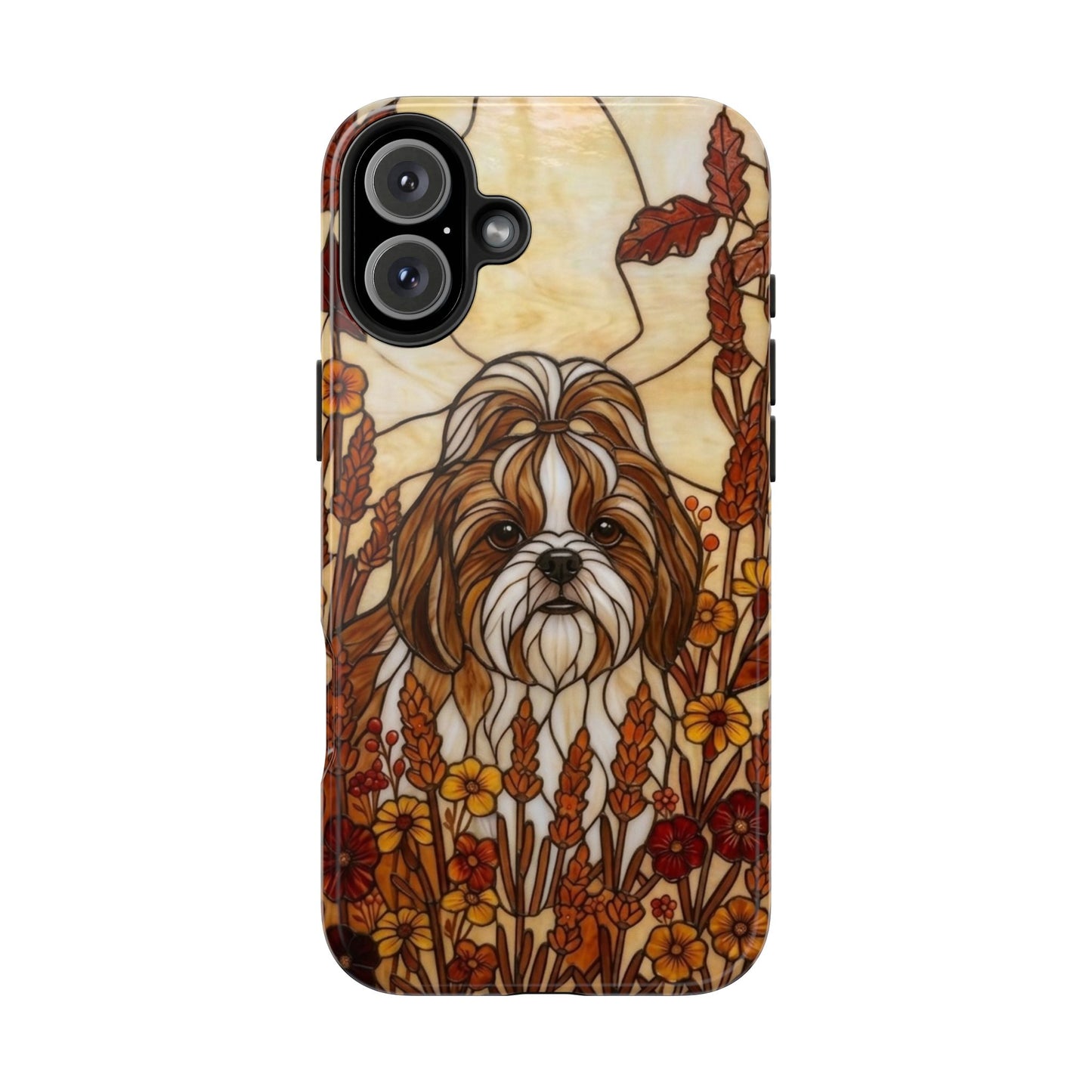 Shih Tzu Stained Glass Style Tough Case — Autumn Warmth Theme