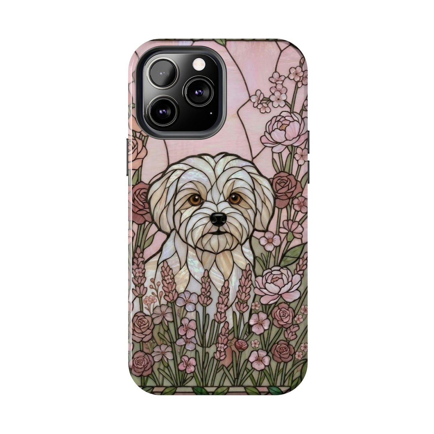 Maltese Stained Glass Style Tough Case — Rose Garden Theme