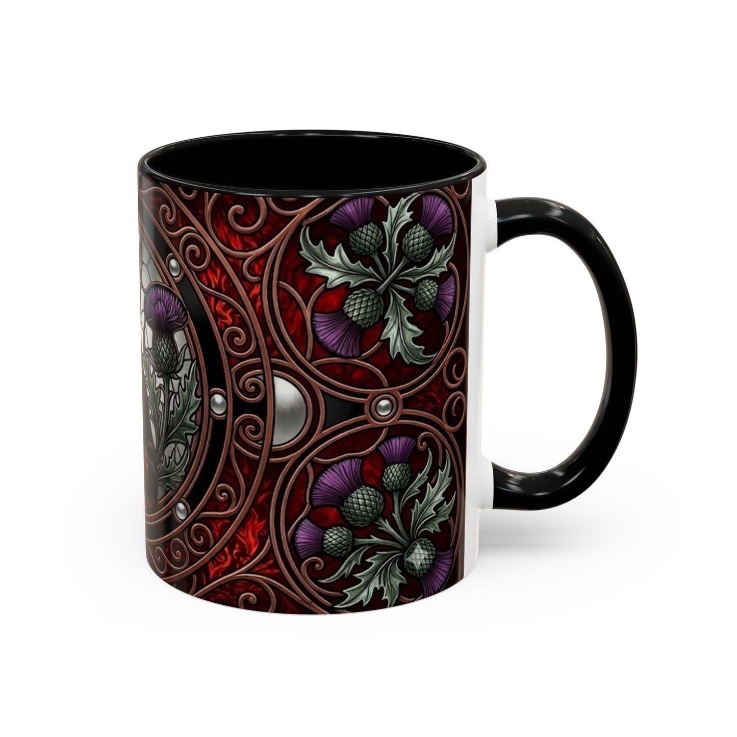 Mini Pinscher Stained Glass Style Thistle Theme Coffee Mug
