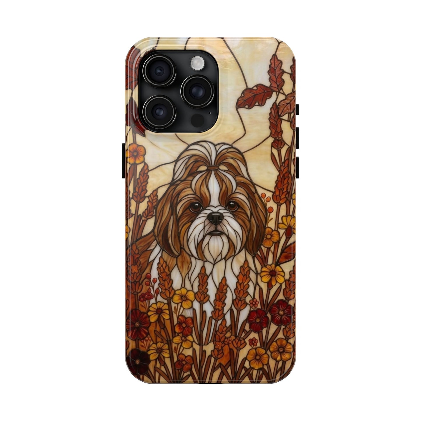 Shih Tzu Stained Glass Style Tough Case — Autumn Warmth Theme
