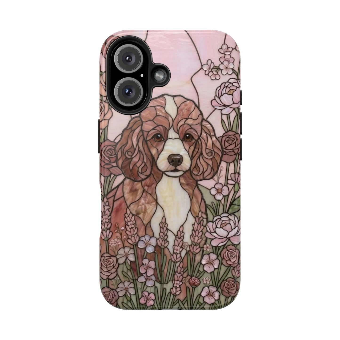 Toy Poodle Stained Glass Style Tough Case — Rose Garden Theme