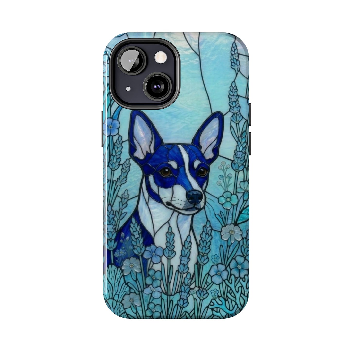 Mini Pinscher Stained Glass Style Tough Case — Ocean Blue Theme