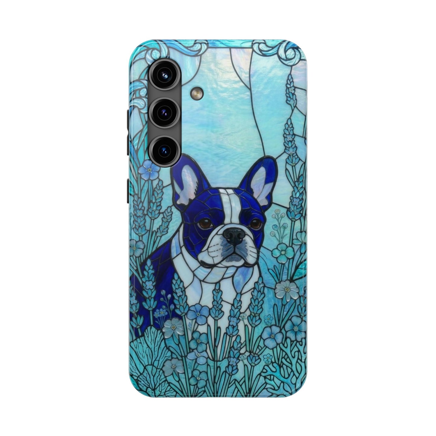 Frenchie Stained Glass Style Tough Case — Ocean Theme