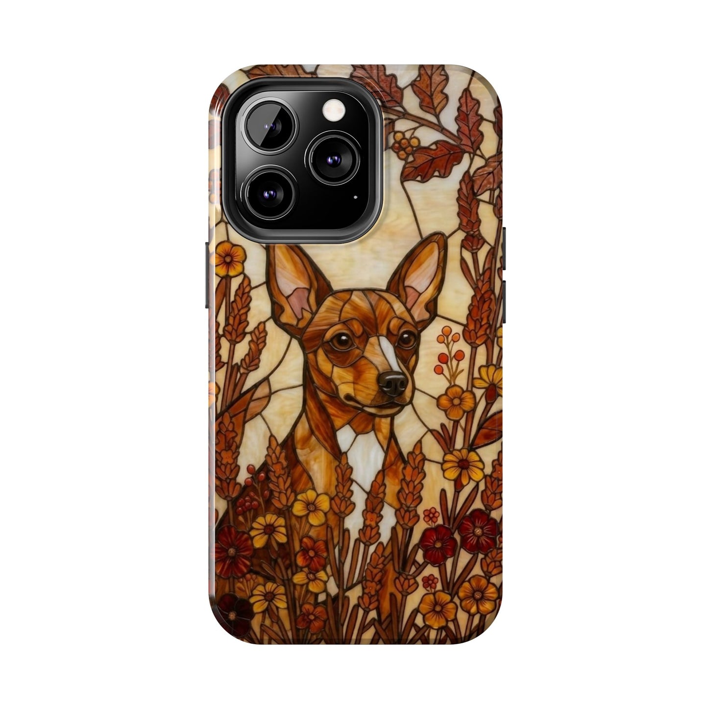 Mini Pinscher Stained Glass Style Tough Case — Autumn Warmth Theme