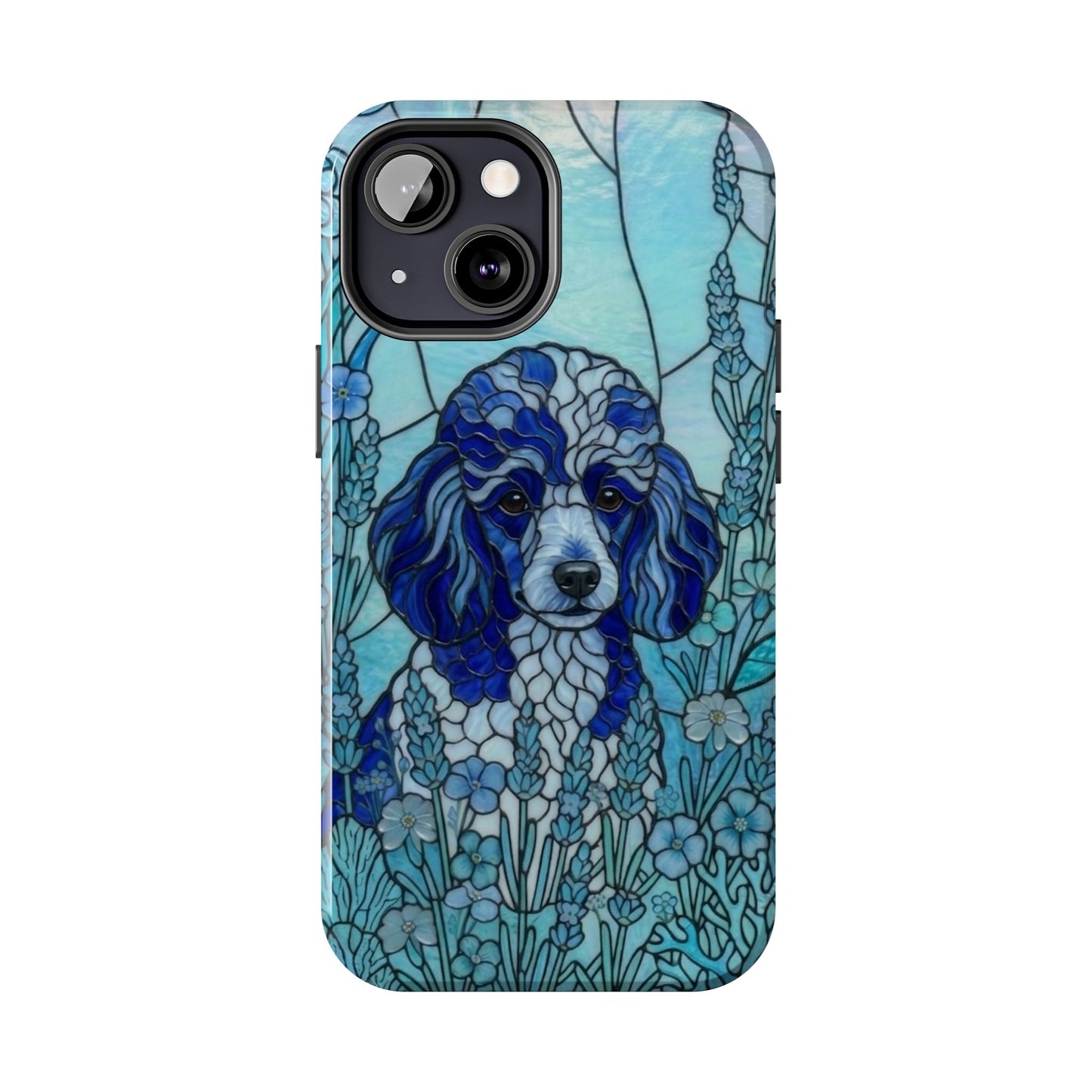 Toy Poodle Stained Glass Style Tough Case — Ocean Blue Theme