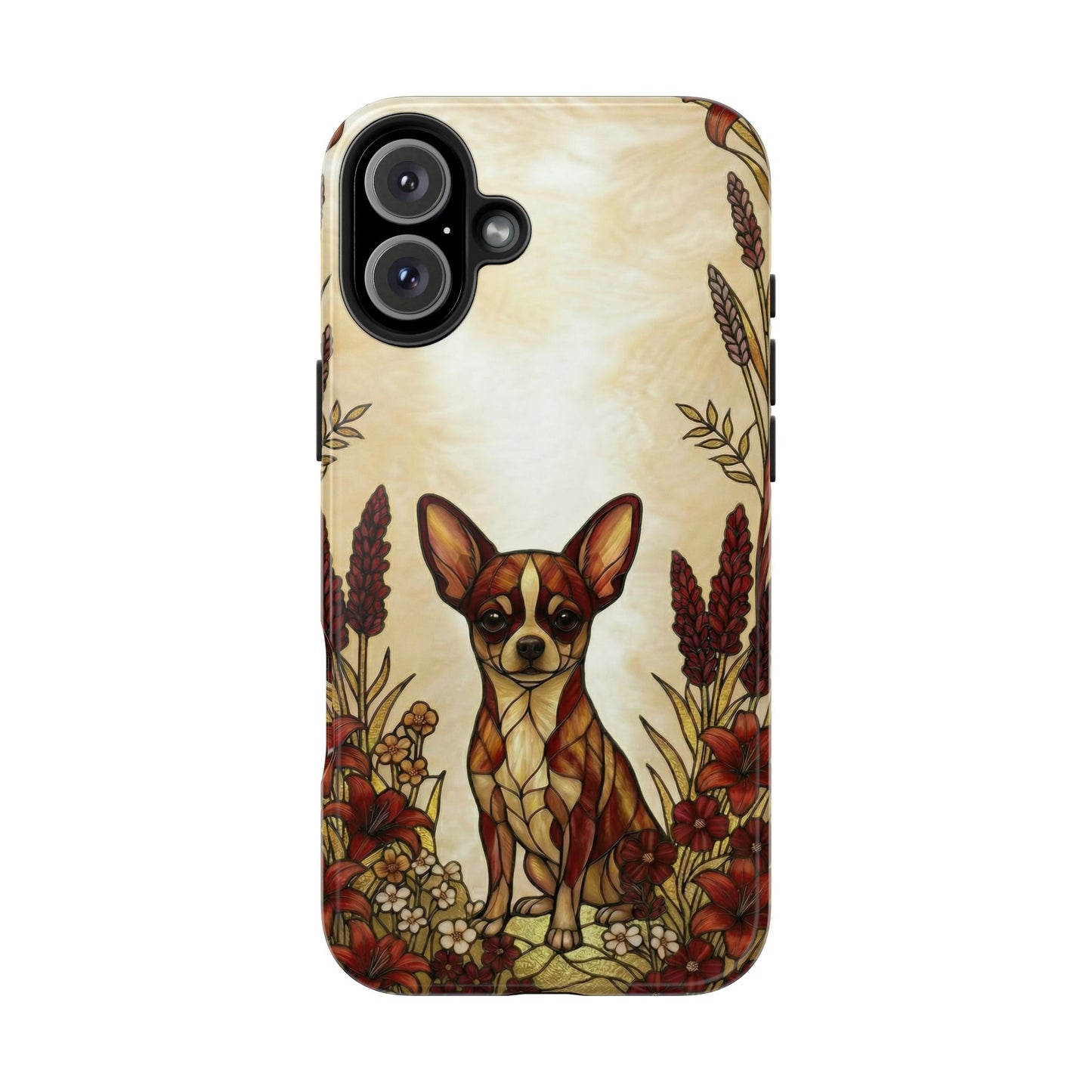Chihuahua Stained Glass Style Tough Case — Fire & Gold Theme