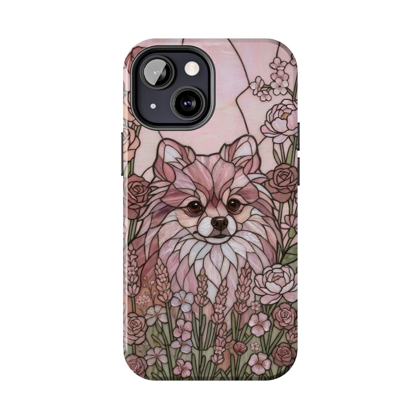 Pomeranian Stained Glass Style Tough Case — Rose Garden Theme