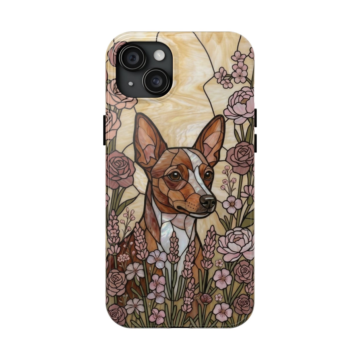 Mini Pinscher Stained Glass Style Tough Case — Rose Garden Theme