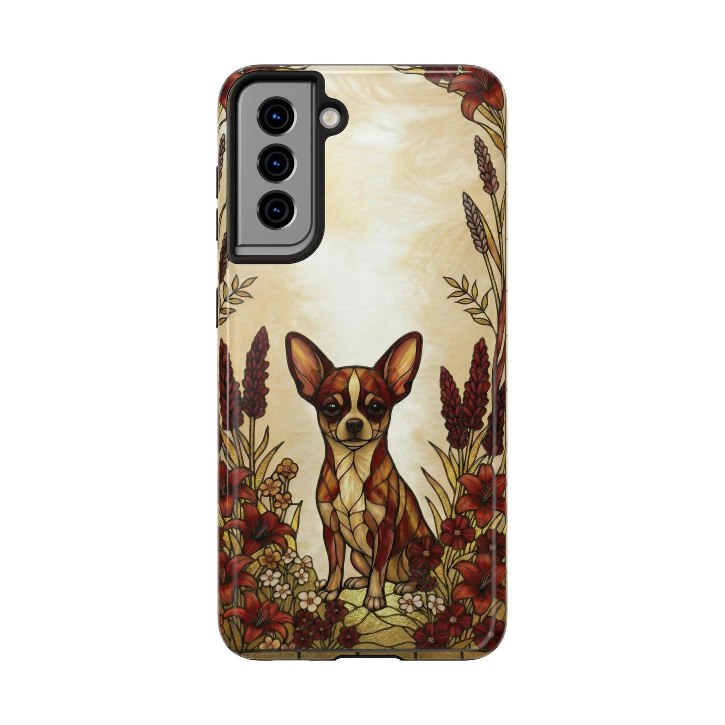 Chihuahua Stained Glass Style Tough Case — Fire & Gold Theme