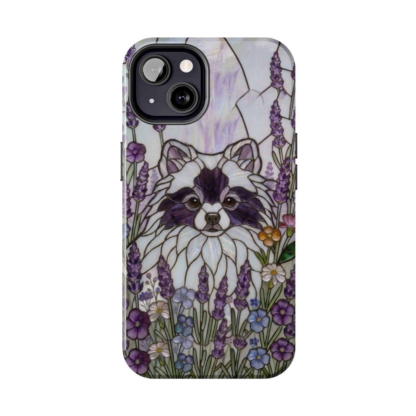 Pomeranian Stained Glass Style Tough Case — Lavender Floral Theme