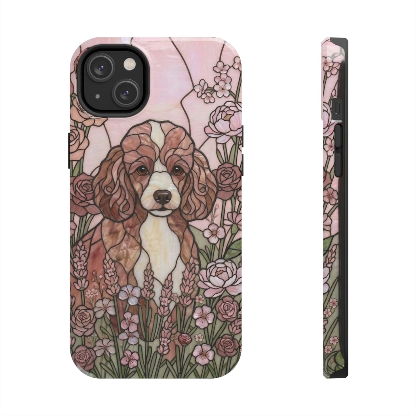 Toy Poodle Stained Glass Style Tough Case — Rose Garden Theme