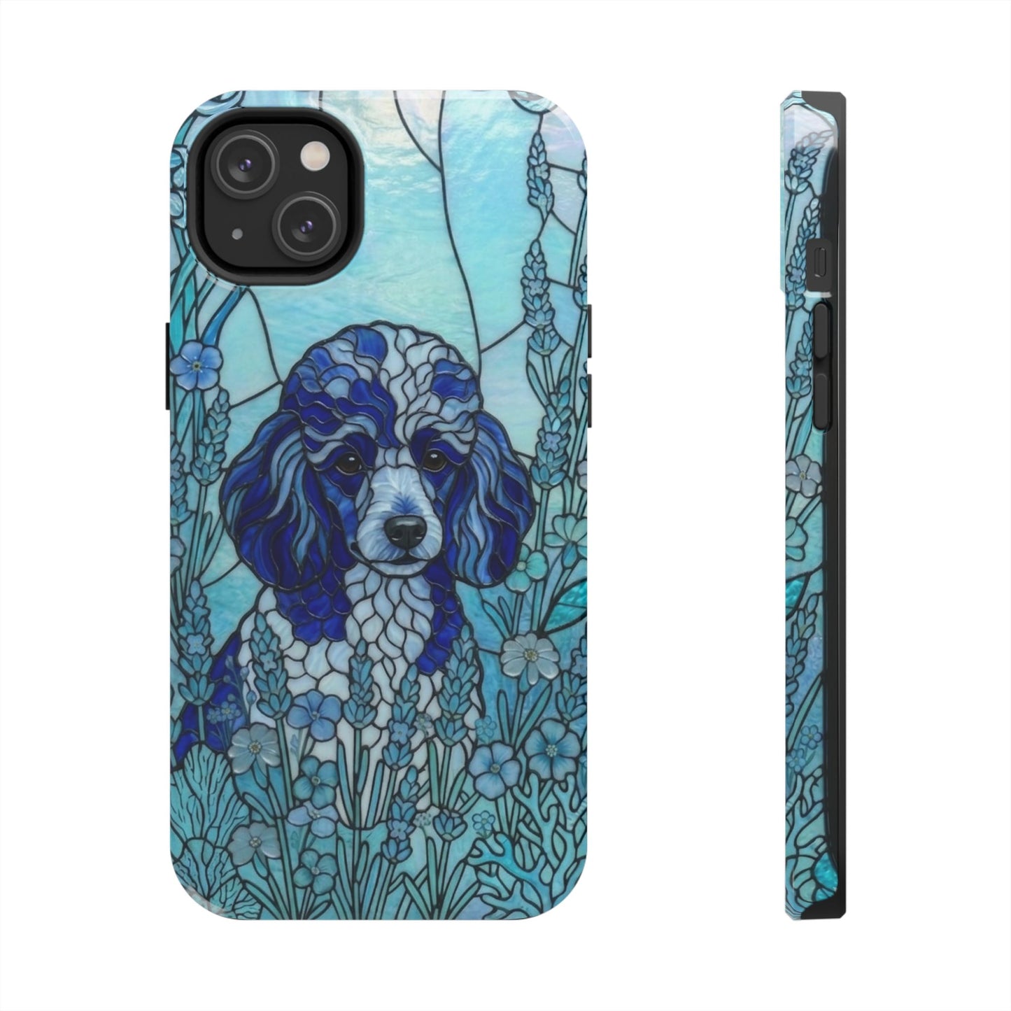Toy Poodle Stained Glass Style Tough Case — Ocean Blue Theme