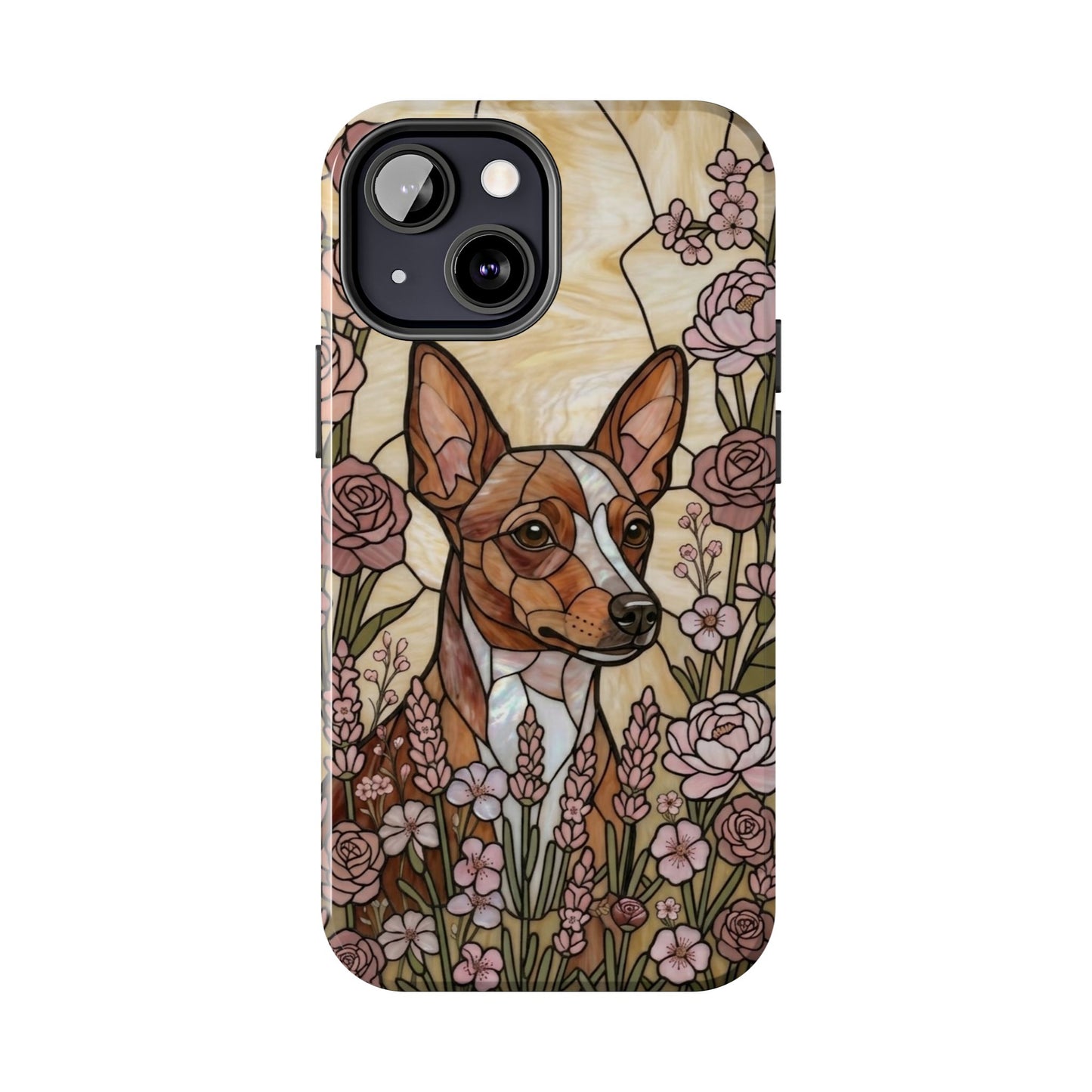 Mini Pinscher Stained Glass Style Tough Case — Rose Garden Theme