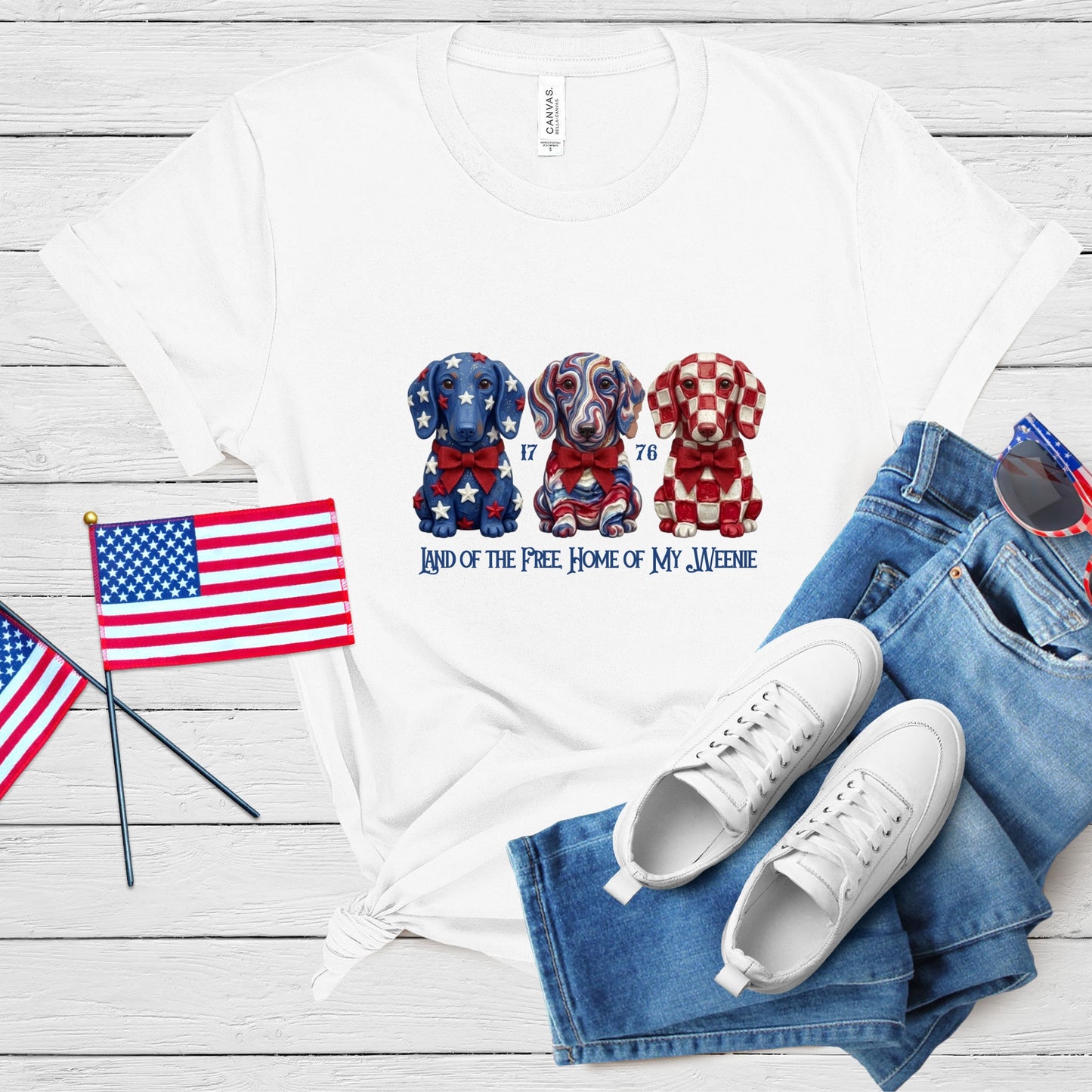 Dachshund Patriotic Free Land Premium Tee