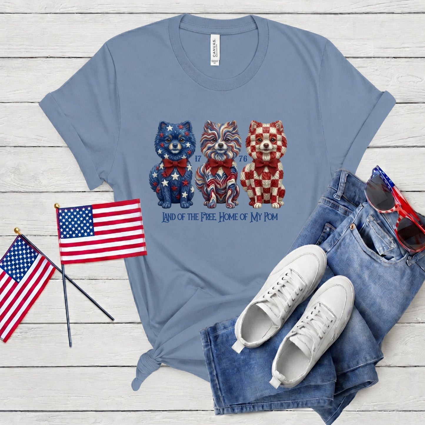 Pomeranian Patriotic Free Land Premium Tee