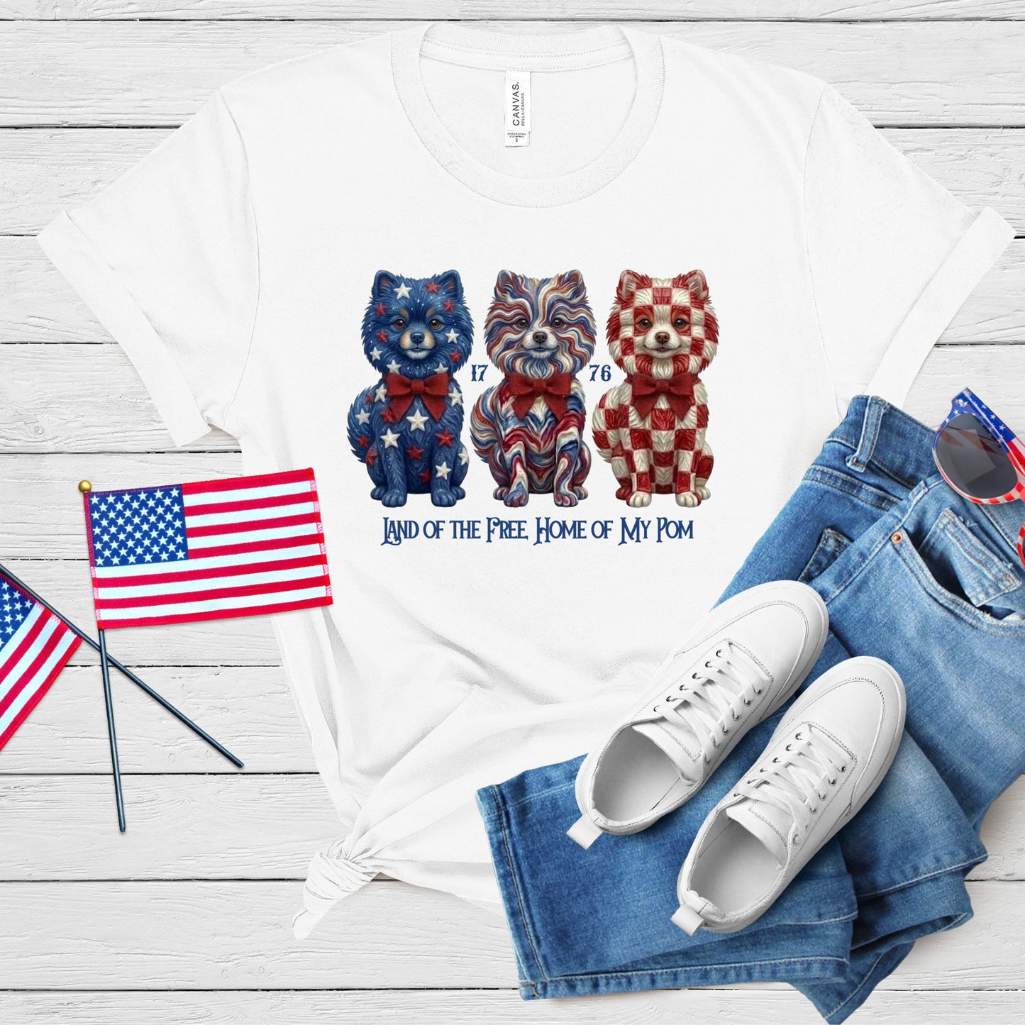 Pomeranian Patriotic Free Land Premium Tee