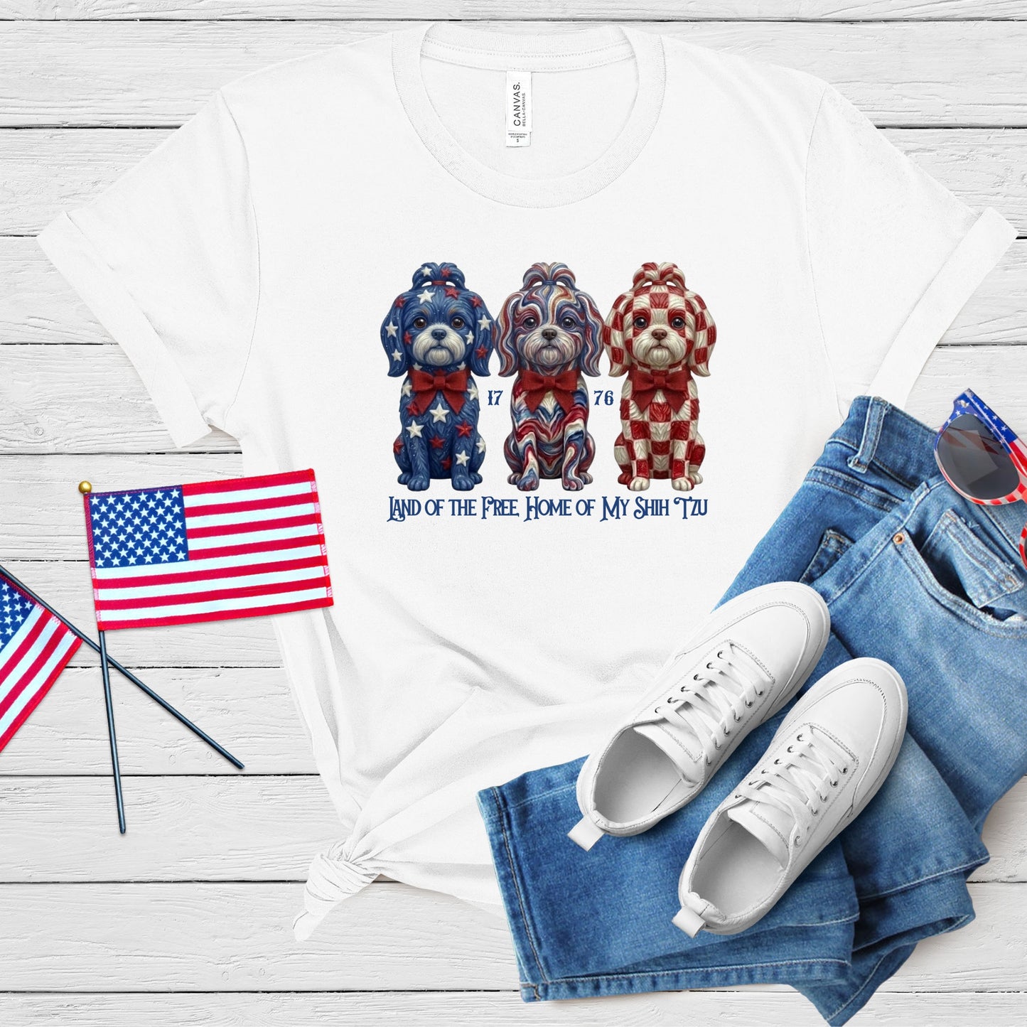Shih Tzu Patriotic Free Land Premium Tee